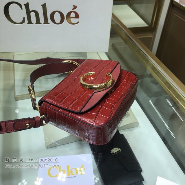 Chloe女包 克洛伊經典C Bag紅色鱷魚壓紋手提包 Chole手提肩背斜挎包  jjh1381